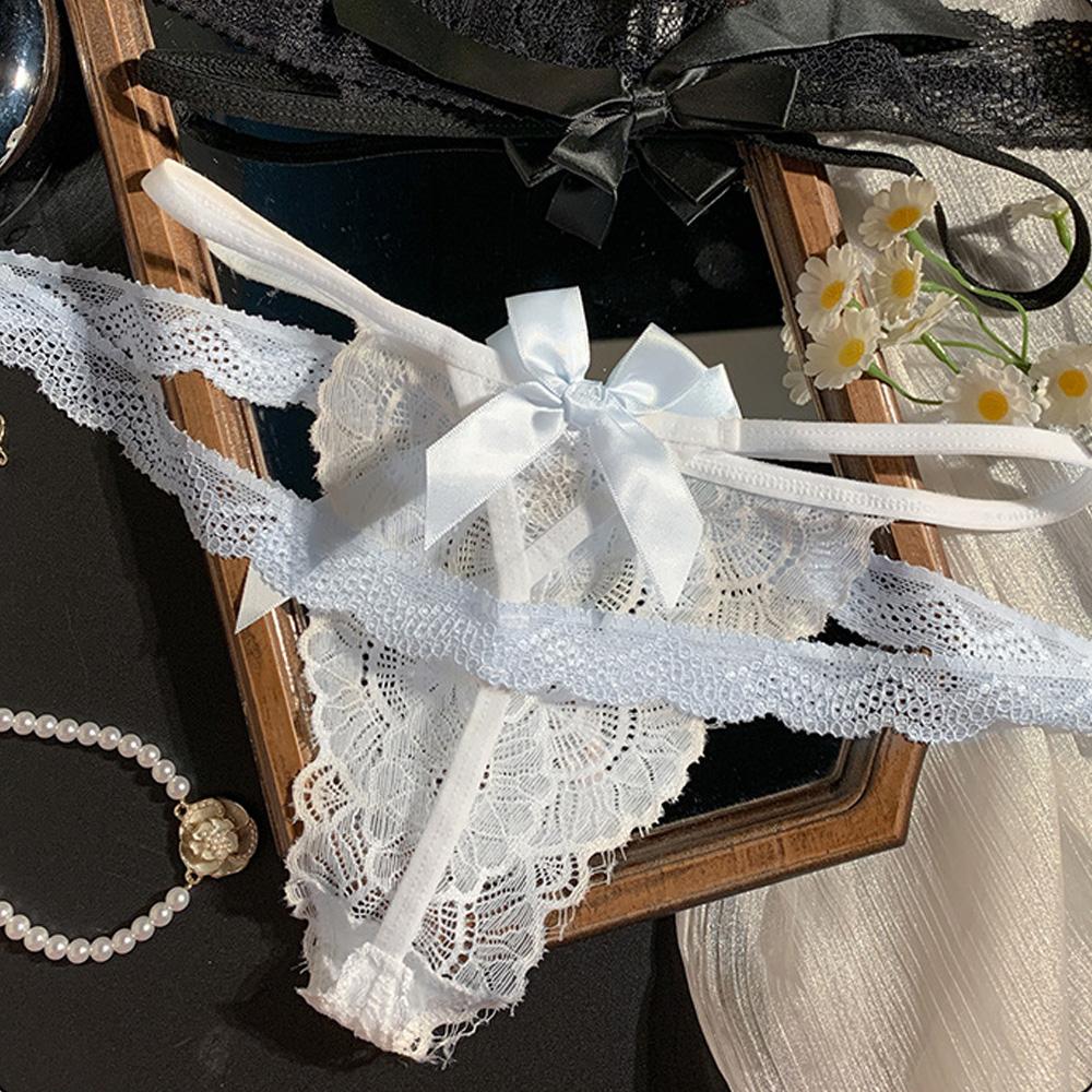 Women's Thong Sexy Lace Panties Women's Low Waist Pure Desire Bow Breathable Seamless Smooth and Soft Lingerie