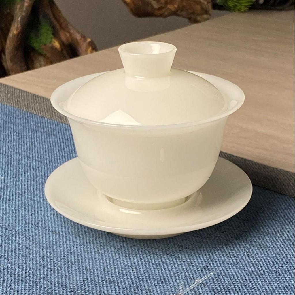 Dehua White Porcelain Gaiwan: Thin Body Sancai Tea Bowl for Kung Fu Tea, Large Ceramic Cup for Home Brewing