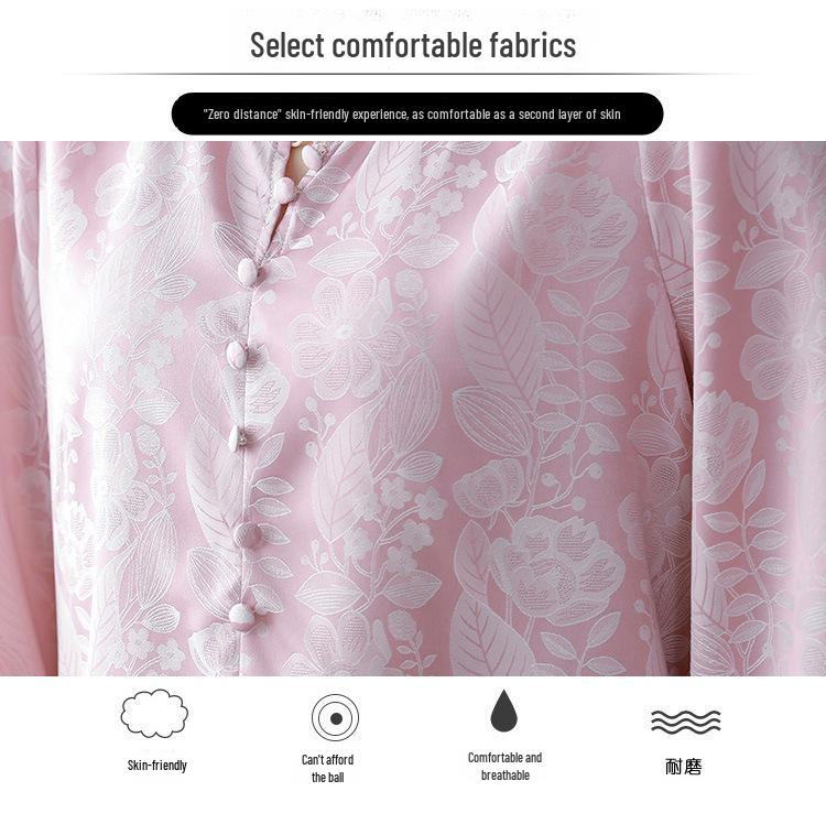 Women's Satin Three-Quarter Sleeve Ruffled V-Neck Top - French Style, Spring Collection, Flattering Fit