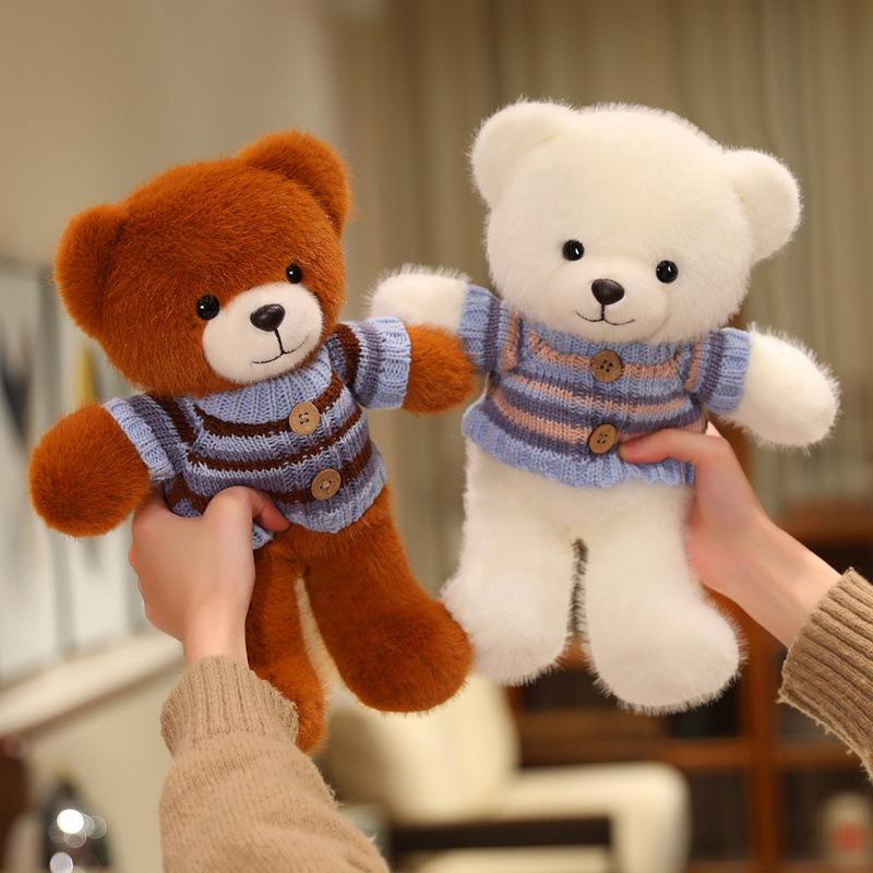 Adorable Bear Plush Doll – Cute Sweater, Soothing Sleep Toy, Perfect Gift for Girls