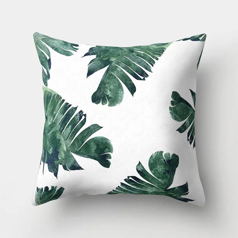 Tropical Palm Leaf Coniferous Decorative Double-Sided Polyester Cushion Cover Pineapple Yellow Green Car Throwing Pillowcase