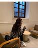Autumn/Winter Japanese Style Color Block Stripe Loose Fit Round Neck Top