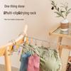 Windproof Stainless Steel Clothesline Clips & Double Hook Sock/Shoe Drying Rack
