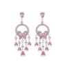 Zircon Butterfly Tassel Necklace and Earring Set - Elegant French Light Luxury Jewelry