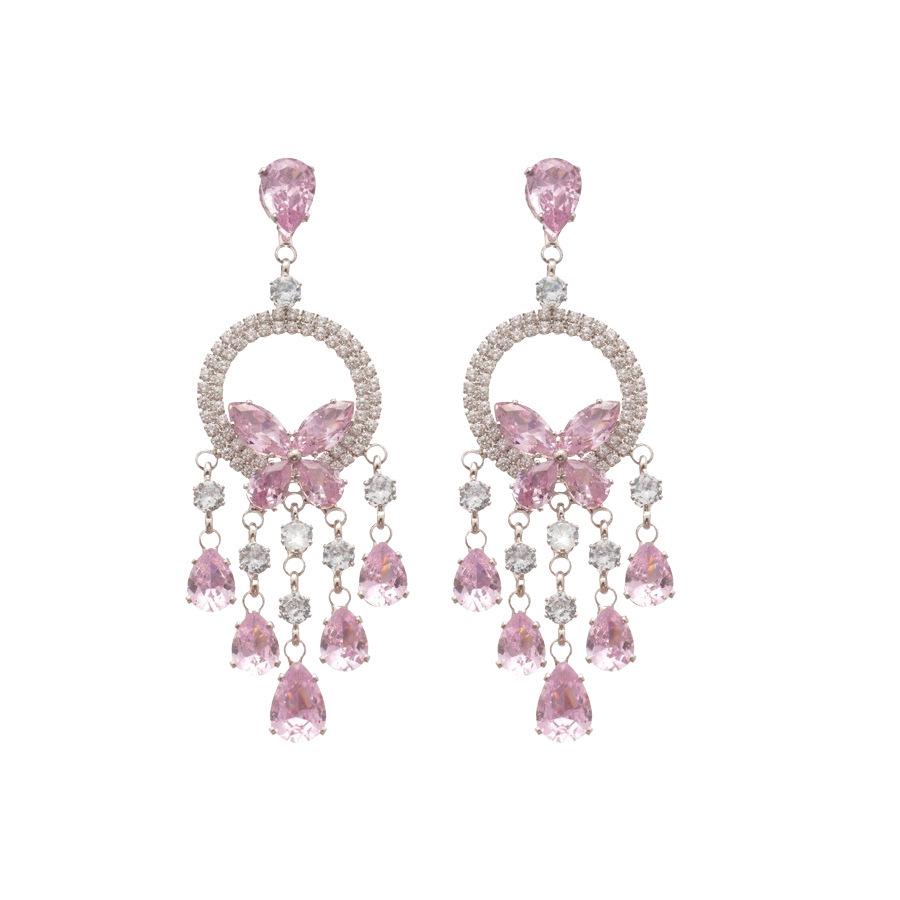Zircon Butterfly Tassel Necklace and Earring Set - Elegant French Light Luxury Jewelry