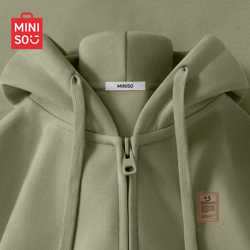 MINISO Men's Heavyweight Hooded Zip-Up Sweatshirt