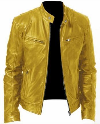 American retro PU leather jacket stand-up collar slim European and American tough guy motorcycle punk leather jacket