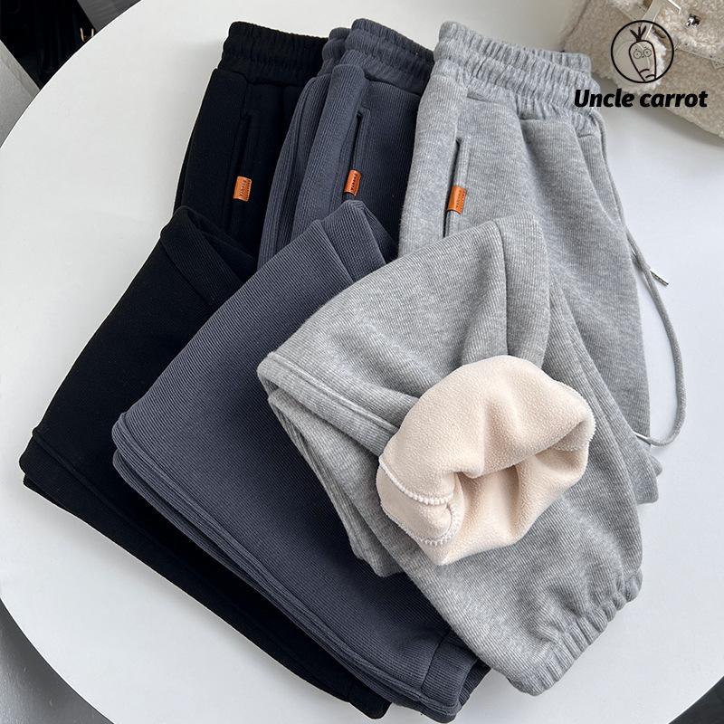 Жіночі зимові повсякденні спортивні штани Harun флісові потовщені вільні штани для схуднення сірі спортивні штани