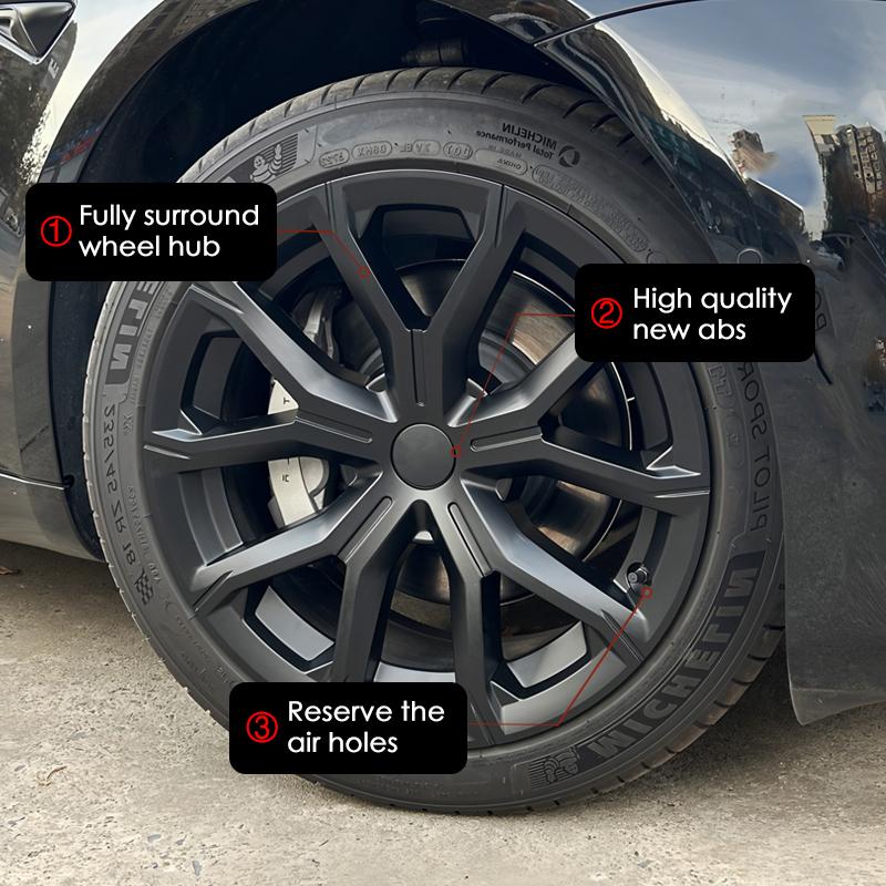 4PCS Wheel Cap Performance for Tesla Model 3 18-Inch Replacement Hub Cap Automobile Hubcap Full Rim Cover Accessories 2018-2023