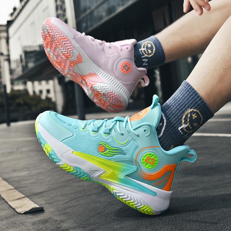 Breathable two-pair cushioned rebound actual combat basketball shoes wear-resistant sports shoes for male youth students