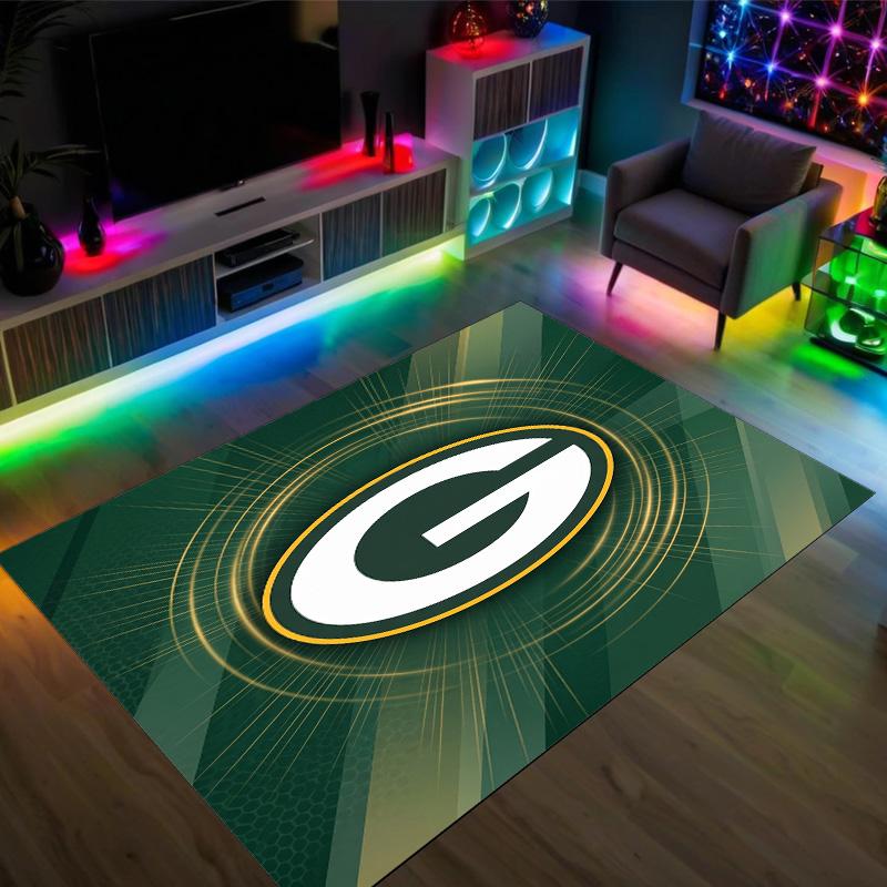 Tappeto in Velluto Cristallo Design Green Bay Packers Accogliente Non?Tappeto Stampato Antiscivolo per Camera da Letto Soggiorno Ingresso
