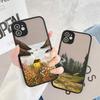 Retro Scenery Painted Phone Case For iphone 16 7 8 Plus SE2 X XS XR 16 14 12 13 11 Pro Max Large Flower Fields Log Cabin Covers