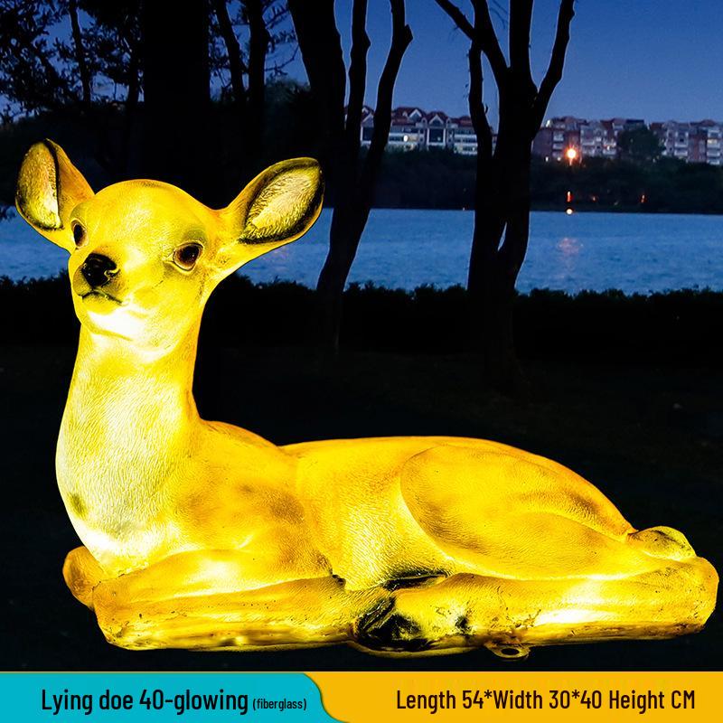 Luminous Fiberglass Sika Deer Sculpture for Garden Lawn Decoration