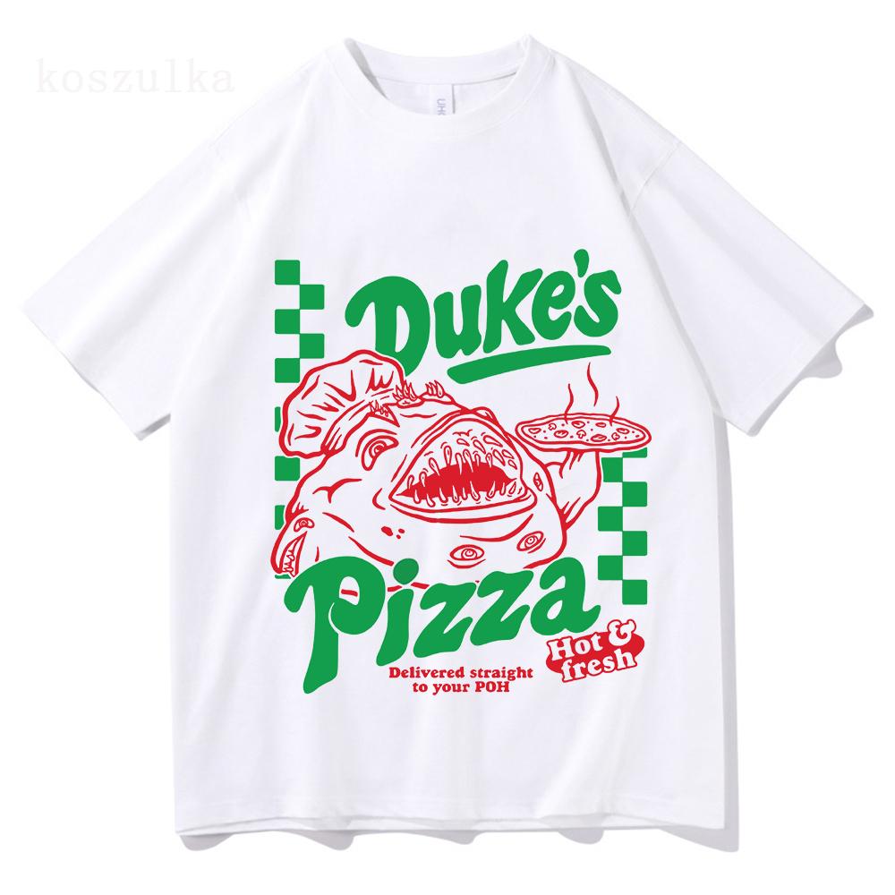 OSRS Duke's Pizza T-shirt Game Old School RuneScape Graphic Tees Cotton O-neck Fashion Female Tshirts Print Merch Casual Women