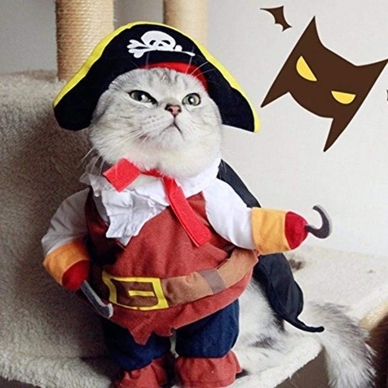 Grappige Huisdierkleding Piraat Hond Kat Kostuum Pak Zeekapitein Verkleedfeest Kleding voor Kat Hond Plus Hoed Huisdier Hond Kostuum