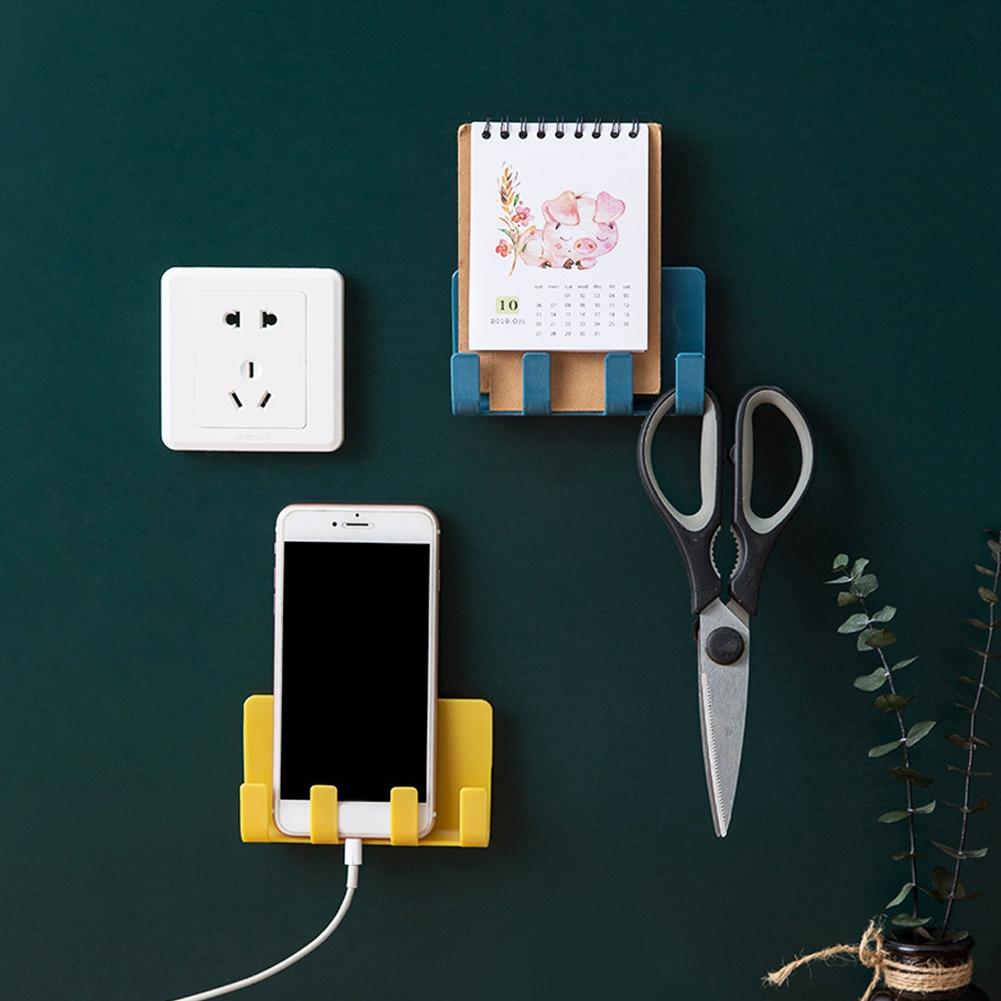 4 Stück Elegantes 4 Haken Wandmontiertes Handy-Ladeablage-Halterung Wandaufhänger Aufbewahrungsregal