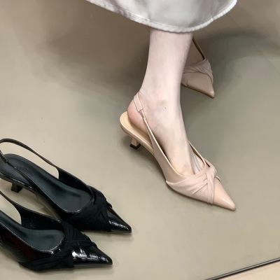 High Heels Women's Shoes Elegant Pointed Toe Slender Heel Single Shoes Flip-top Sandals