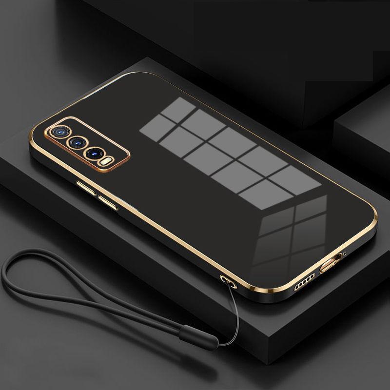 

Для vivo Y20 Чехол Роскошный Квадратный Гальванический Y20G Y20i Y20S Y12S Y11S Y20A Y30G 2021 Чехол для телефона Ударопрочный Силиконовый Чехол-накладка Fundas Vivo Y20i&Case & Strap