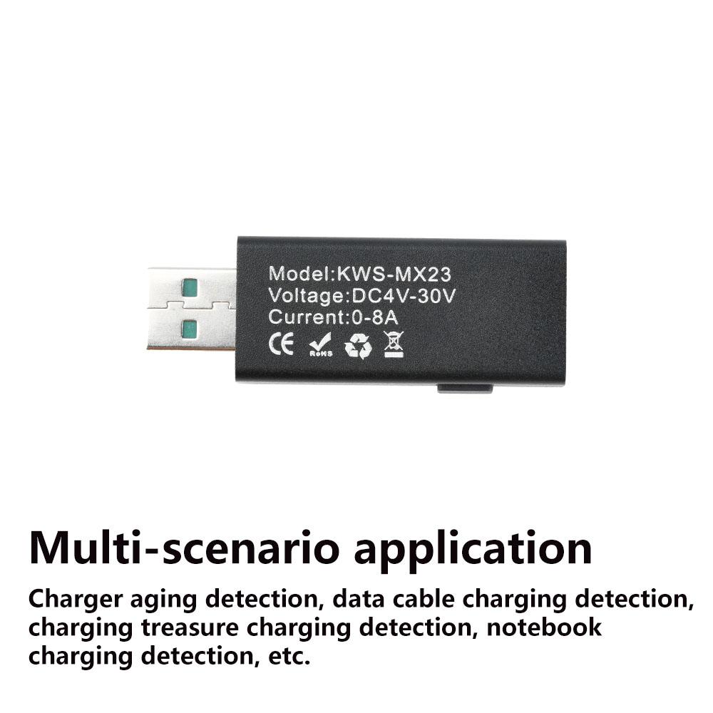 KWS-MX23 USB-Tester High Definition 1,06 Zoll IPS-Display Spannung Strom Leistungsmesser Voltmeter Amperemeter DC 4-30V 0-8A