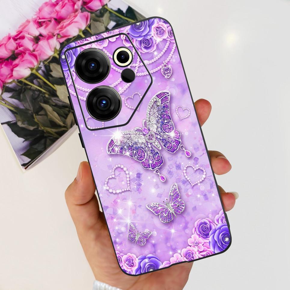 For Tecno Camon 20 20 Pro 4/5G 20s Pro 20 Premier Butterfly Flower Colorful Girly Funda Transparent Soft TPU Silicone Back Cover