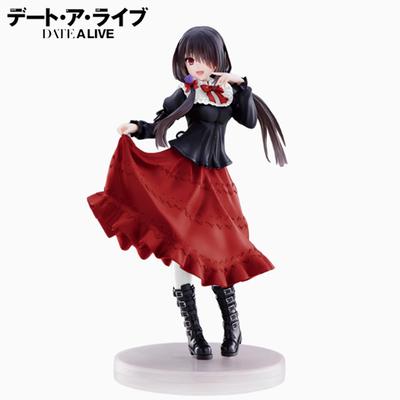 18CM DATE A LIVE Tokisaki Kurumi Anime Figure Cute Girl Model Toy PVC Black Dress Dress Up Standing Model Car Model Ornaments