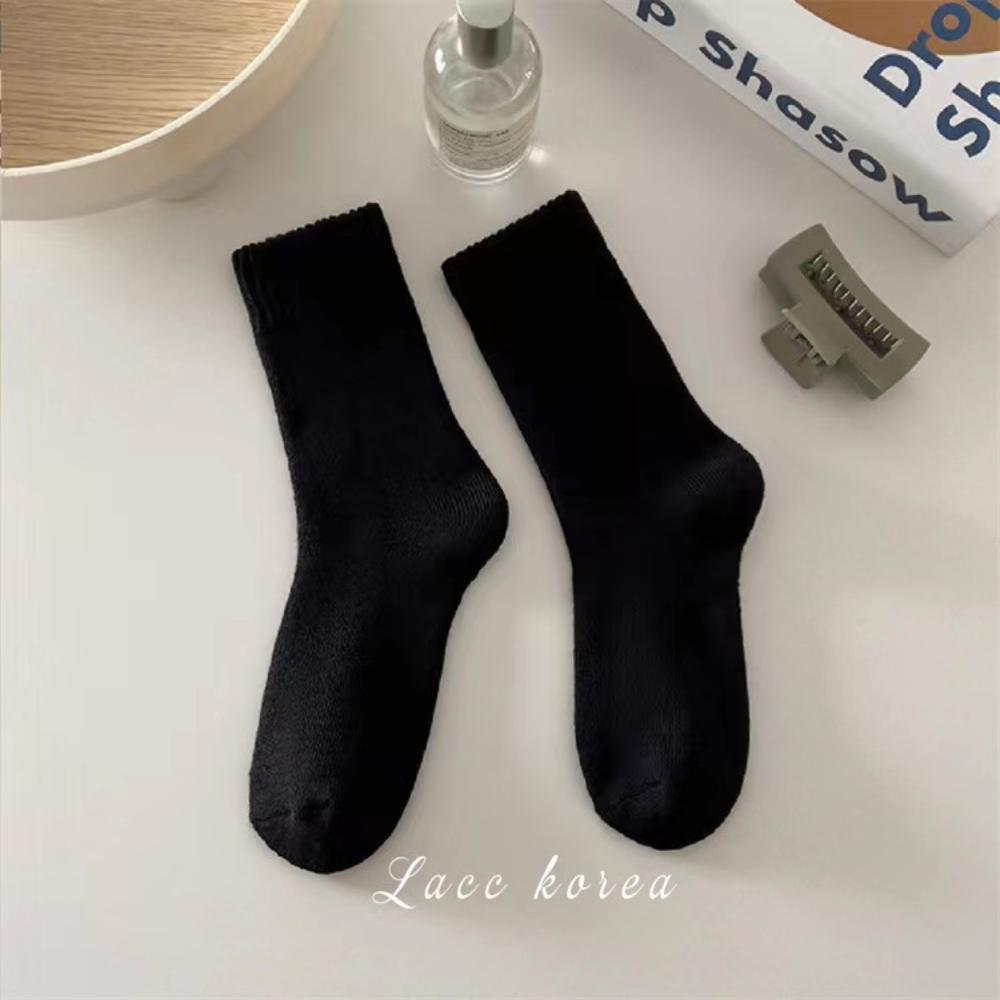 1 Pair Retro Women Loose Socks Japanese Style Autumn Winte Solid Color Floor Sock Soft Warm For Female House Sleeping Floor Sox