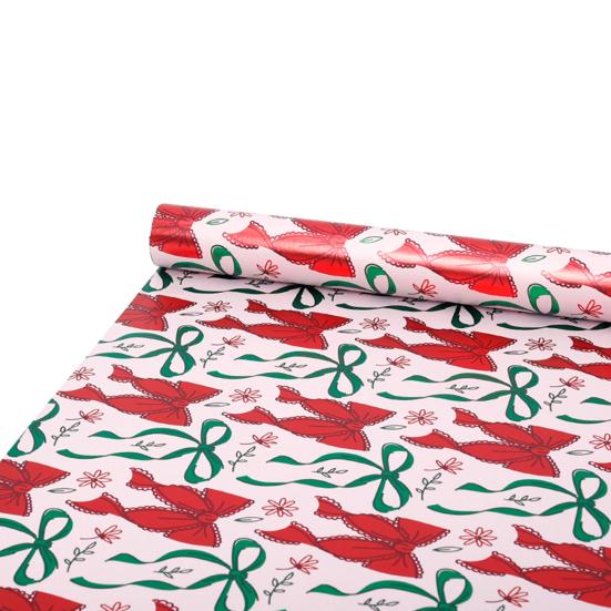 Christmas Wrapping Paper Roll 17 Inch x 120 Inch Snowflake Bow Jumbo Roll Vintage Holiday Gift Wrap for Christmas Parties Supplies