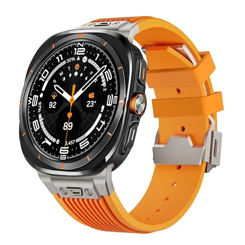 Gumowy pasek sportowy do Samsung Galaxy Watch Ultra 7 47mm Pasek męski ze stali nierdzewnej do paska Samsung Galaxy Watch 7 Ultra