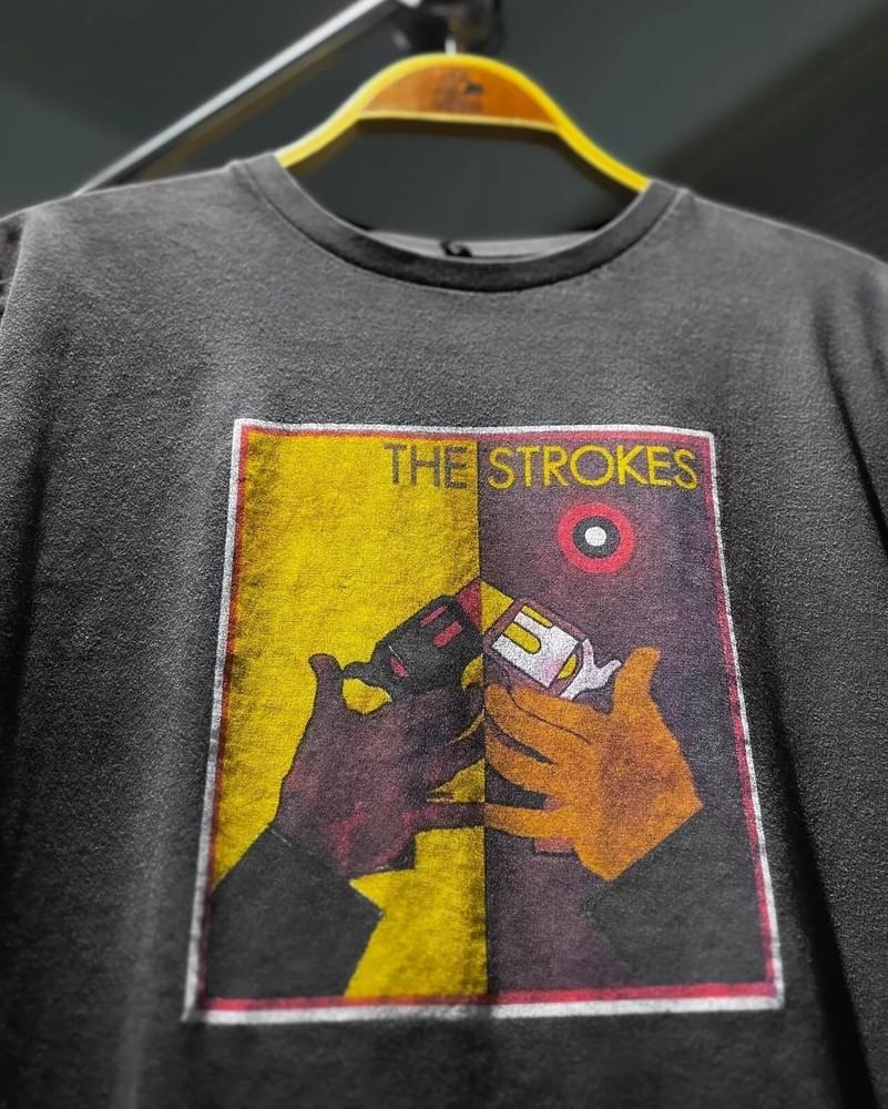 2004 The Strokes ‘Room on Fire’ Тур Унисекс Футболка Черная Мужчины Женщины S5XL Унисекс Футболка S