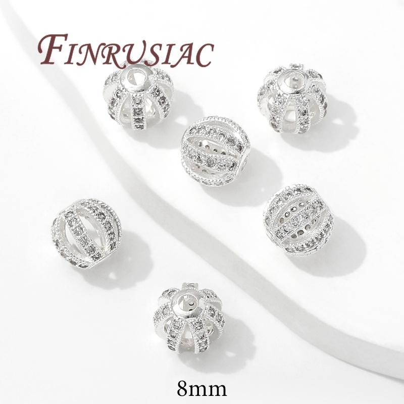 Perles plaquées or 18 carats 8 mm 10 mm, Accessoires de perles pour bracelets, Séparateur pour perles, Laiton avec perles en zircon, Perle pour collier