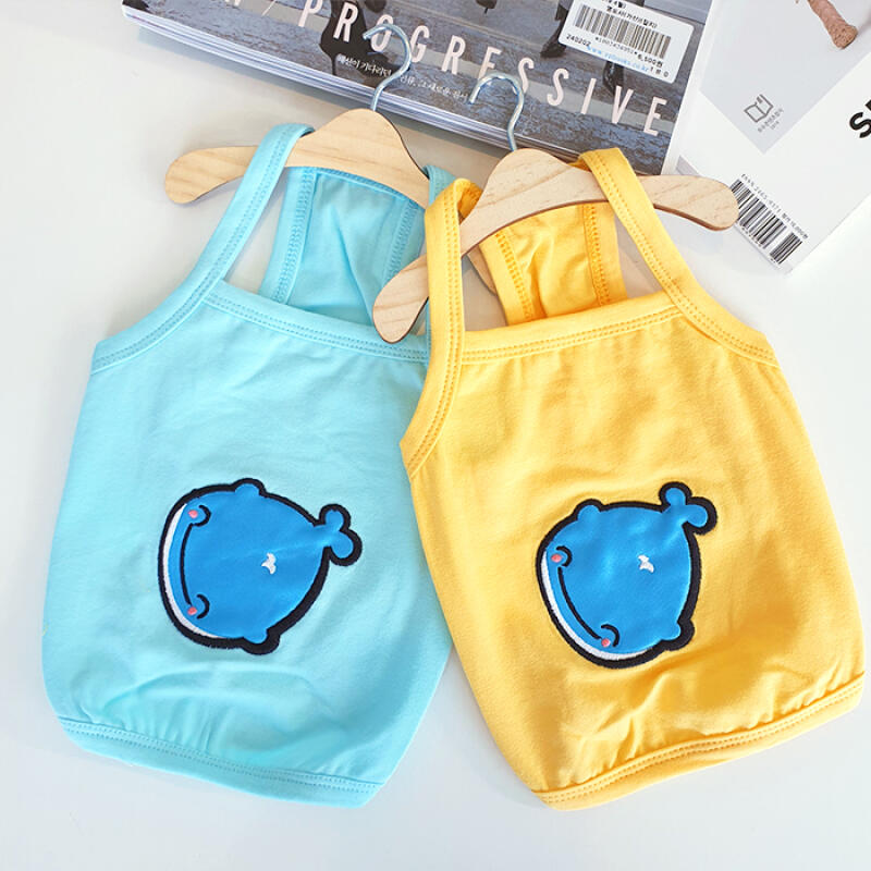 Happy Whale Crop Top Puppy Sleeveless Summer Clothes Sky Blue