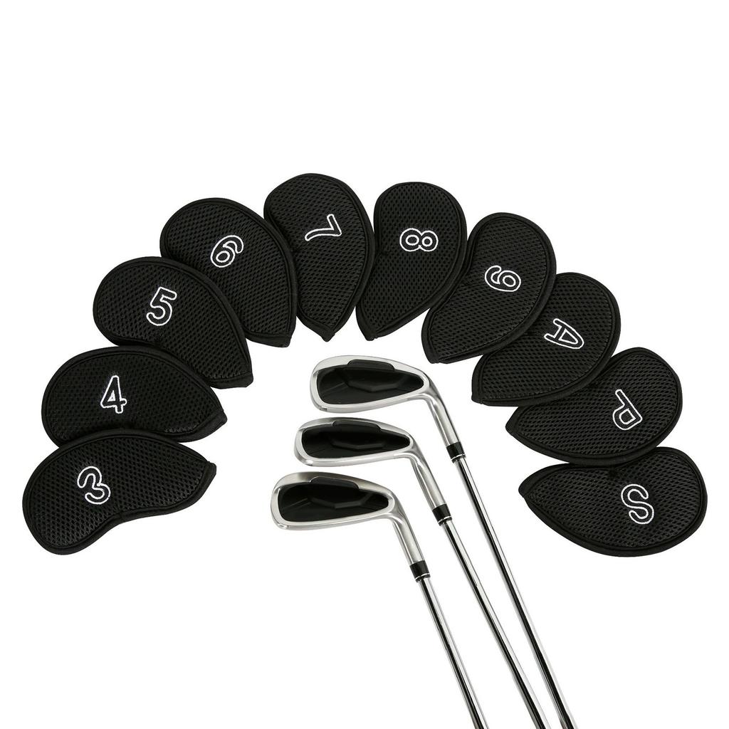 10Pcs Mesh Fabric Golf Iron Cover Iron Head Protect Covers Golf Wedges Headcover Golf Iron Club Covers with Big Numbers