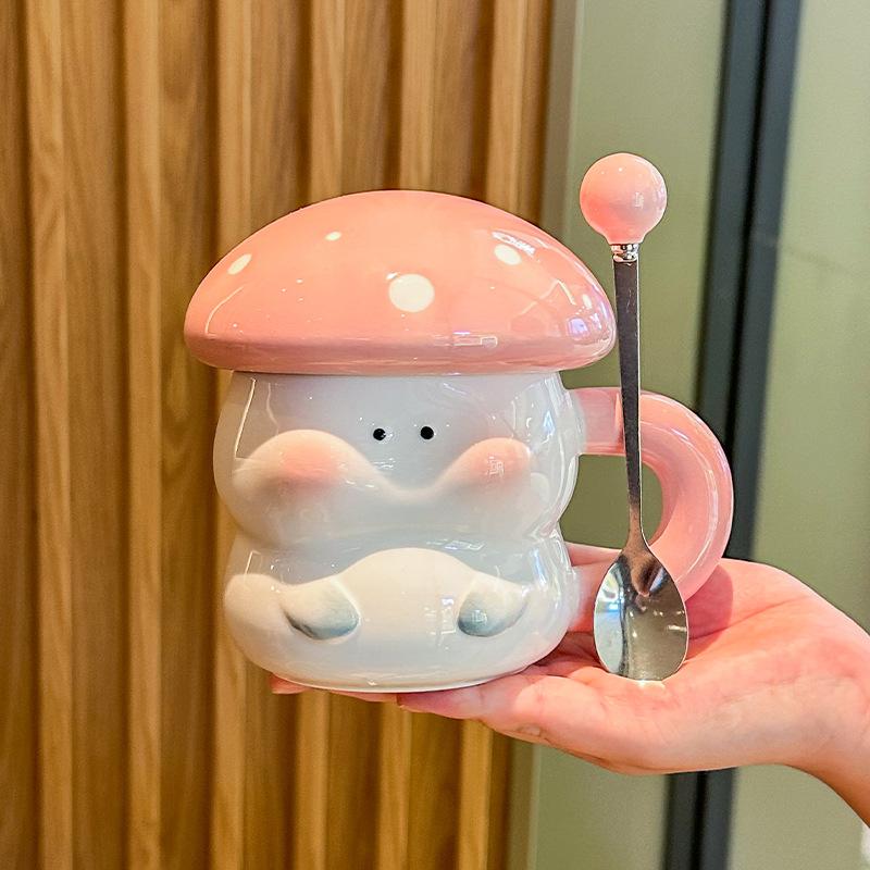 High-value Mushroom Water Cup Birthday Gift Box for Girl Friends Practical Ceramic Mug Practical Souvenir