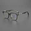 Vintage Handmade Square Eyeglasses Frame Men Women Large Face Blue Light Blocking Prescription Compatible