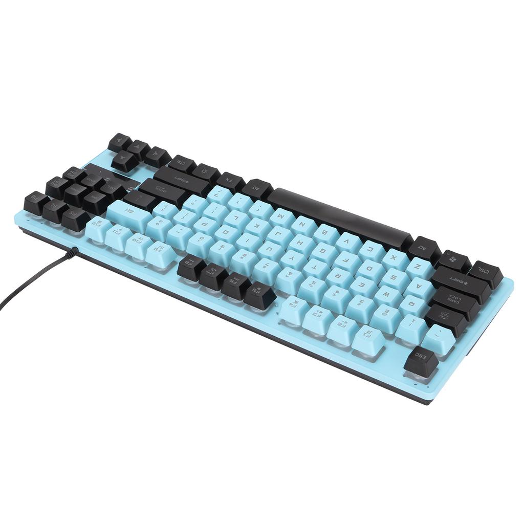 Mechanical Keyboard Sensitive Triggering Lightweight Portable Two Colors Stitching PC Keyboard for Desktop LaptopBlue