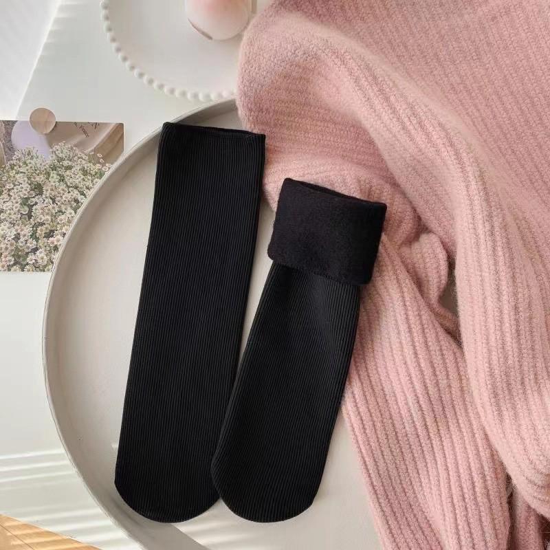 Earth Tone Maternity Mid-Calf Fleece-Lined Warm Snow Socks for Women - Vertical Stripe, Autumn/Winter.