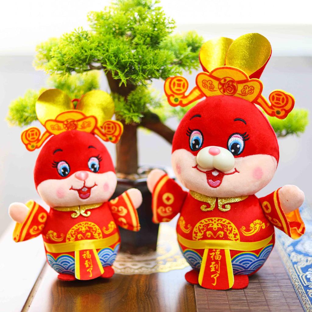 New Year of The Rabbit Mascot God of Wealth Rabbit Blessing Plush Toys Company New Year Event Gift