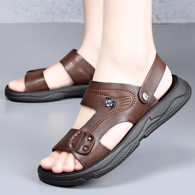 Sandali Estivi di Alta Qualità Nuovi Scarpe da Spiaggia Uomo Doppia Utilizzo Pantofole in Pelle Antiscivolo Scarpe da Spiaggia Impermeabili per Esterno
