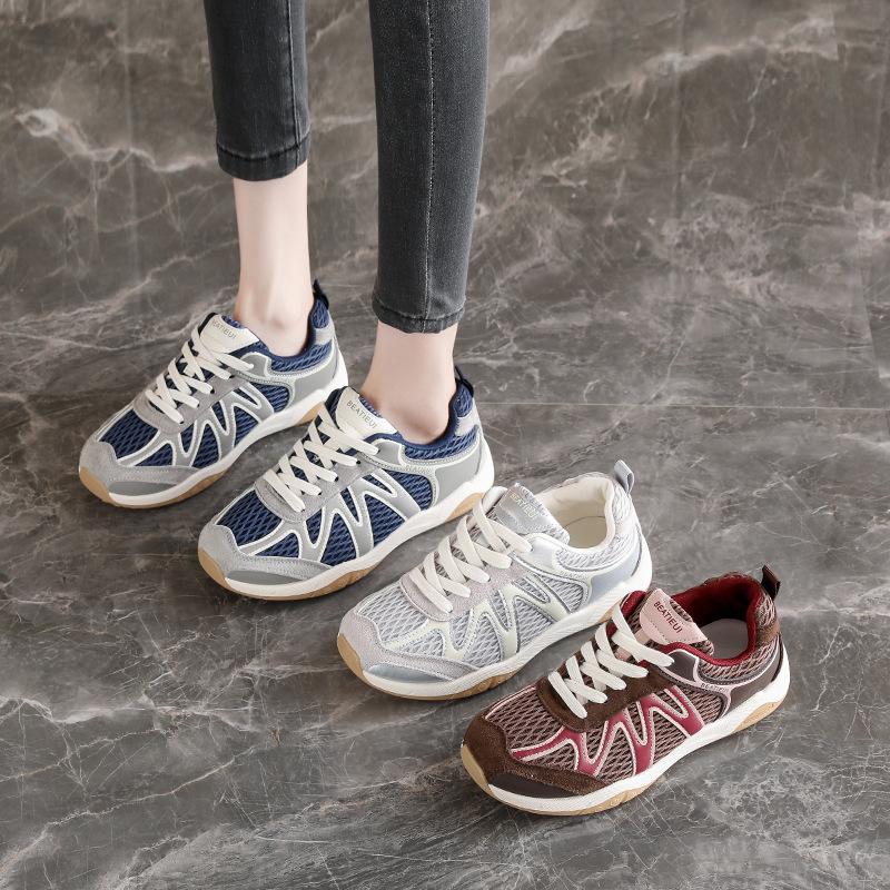 Retro mesh breathable German training shoes women's autumn new thick-soled versatile casual little white shoes lightweight sports Forrest Gump shoes