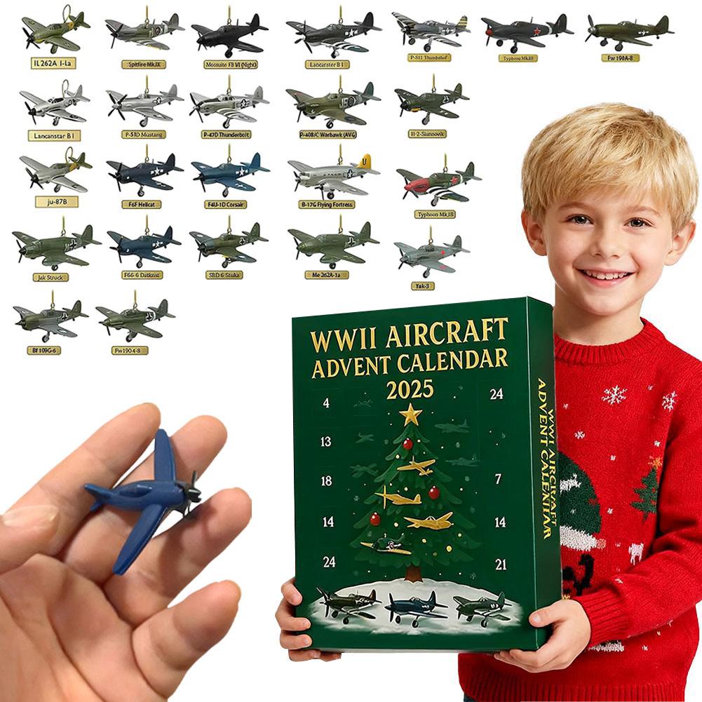 2025 Halloween Advent Calendar Christmas Countdown Calendar Aircraft Wwii Advent 3D Calendar With Box Surprise Pendant Deco F5Z0