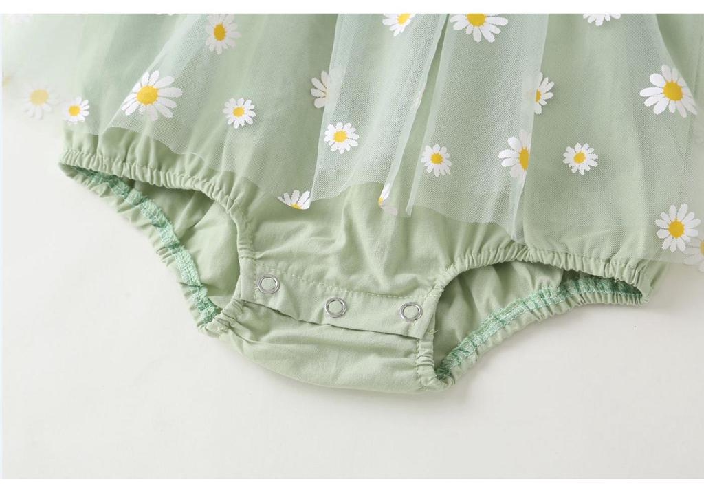 Baby Girl Summer Jumpsuit: 100-Day Birthday Romper with Princess Mesh Skirt