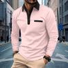 Herbst Neue Herren Sweatshirt Lässig Button Down Revers Tasche Einfarbig Langarm Poloshirt Tops