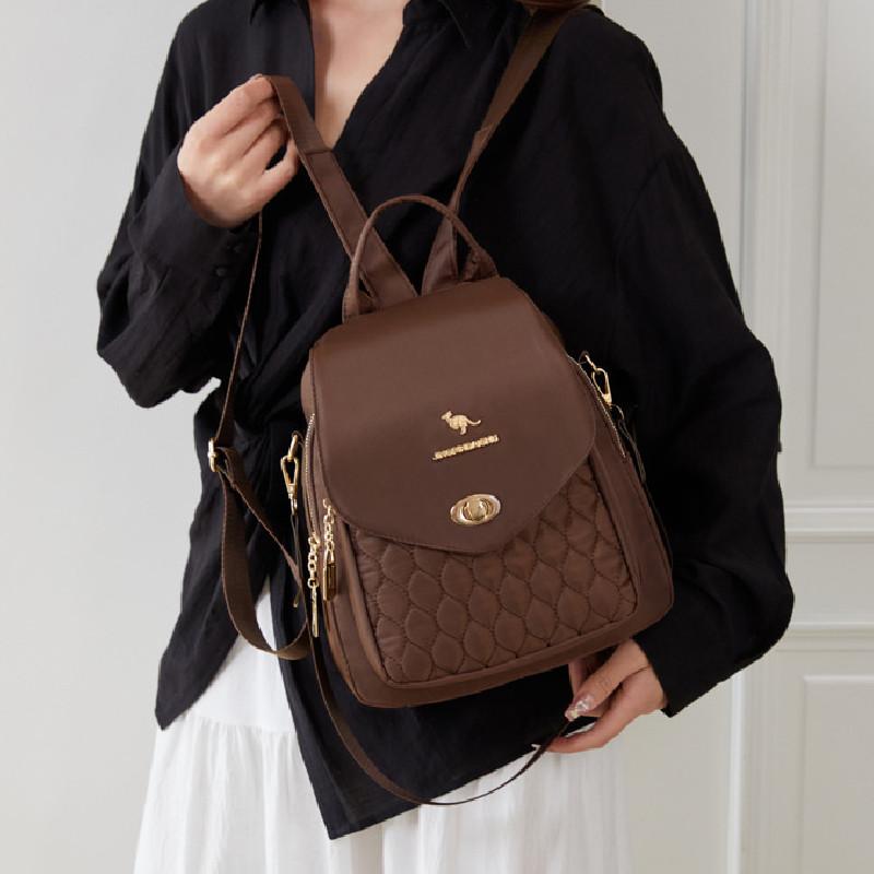 Kangaroo Pattern Nylon Quilted Womens Backpack With Durable Anti Shock Design For Daily Use