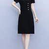 La Chapelle 2026 Summer Plus Size Slimming Short Sleeve Black Suit Dress