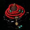 Original 108 Beads Ethnic Turquoise & Red Buddhist Mala Bracelet for Women