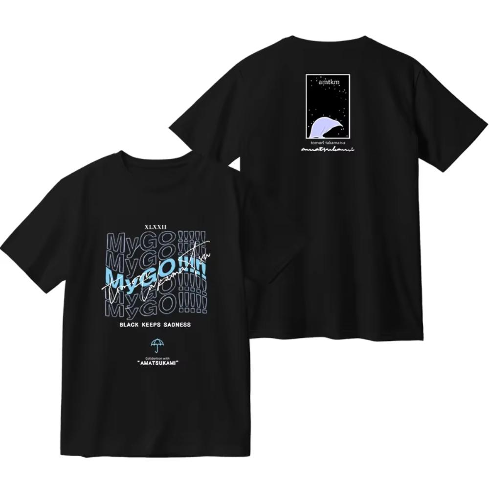 

BanG Dream! Это футболка MyGO Print для женщин и мужчин, летняя футболка с круглым вырезом и коротким рукавом, забавная футболка, косплей Томори Такамацу, графические футболки M