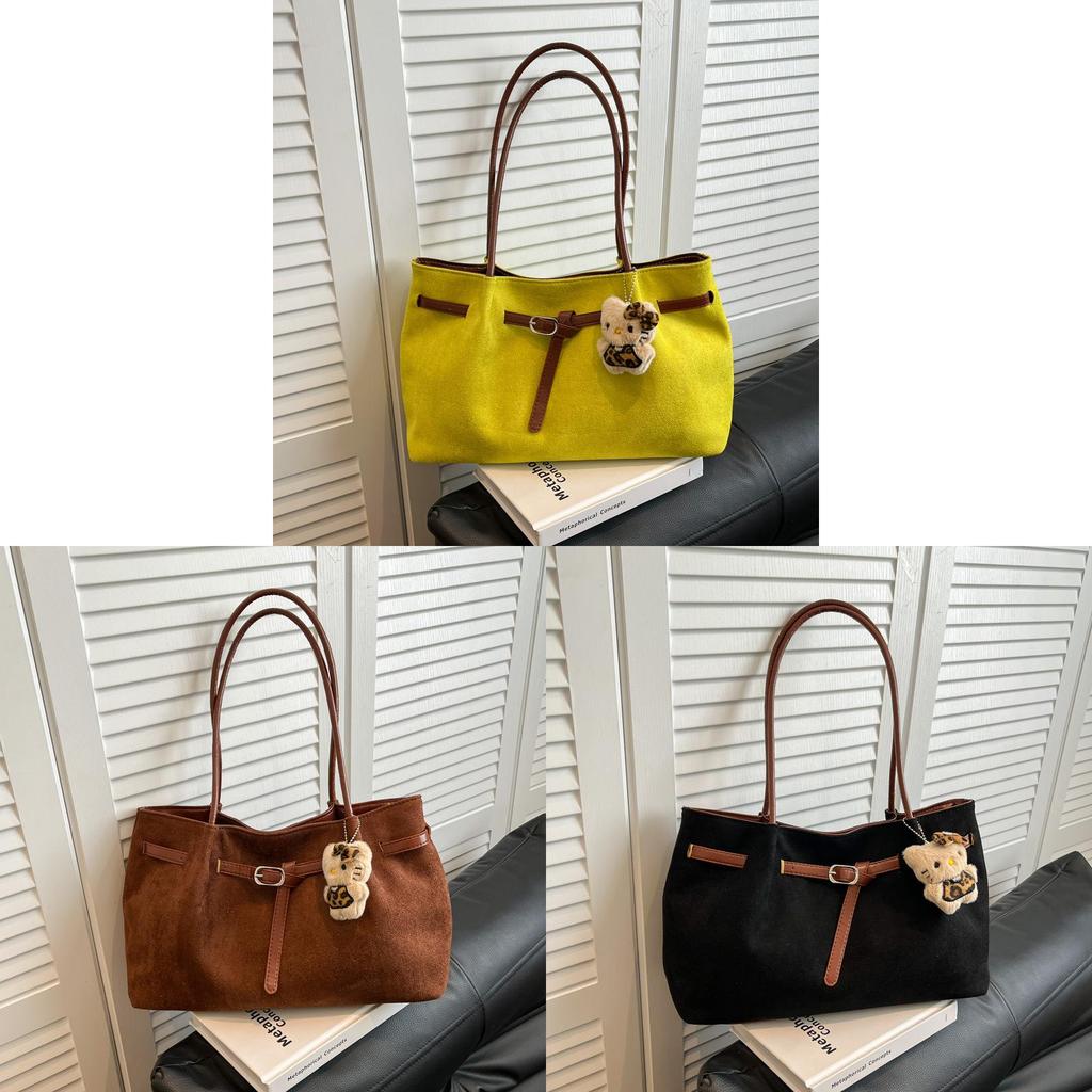 Streetwear Tote Bag For Women Large Suede Shoulder Crossbody With Magnetic Closure