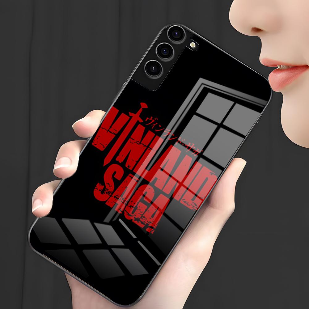 Black Vinland Saga Phone Case For Samsung S26 S25 Plus S20 S20 Plus S22 Ultra S23 FE S21 Plus S21 Ultra Glass Cover
