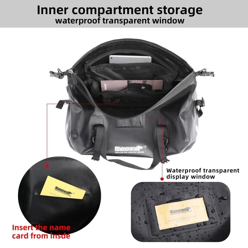 Rhinowalk Motorcycle Seat Dry Completely 45L Large Touring Carrier Air Valve Shoulder Belt Reflective Tape Easy to For Outdoor Motorcycle Dry Pack