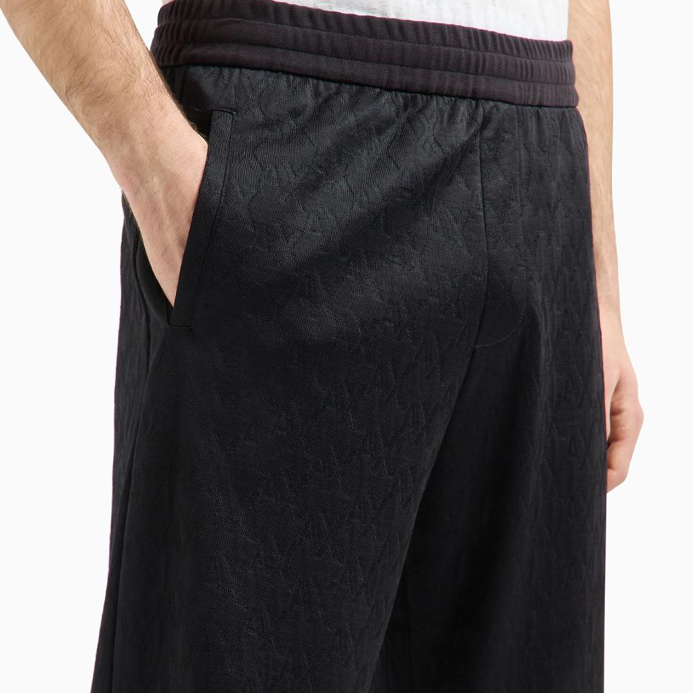 Armani Exchange SS24 Logo Jacquard All Over Print Loose Straight Casual Pants Men pants Black 6DZPLA-ZJNMZ-1200